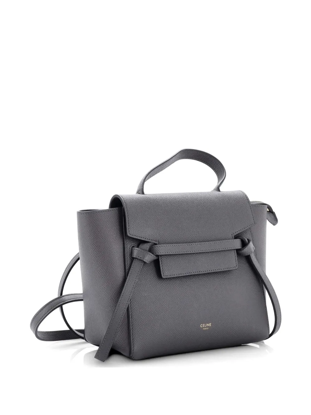 Celine Pre-owned Belt Bag Textured Leather Nano Shoulder Bag in Grey, view 4