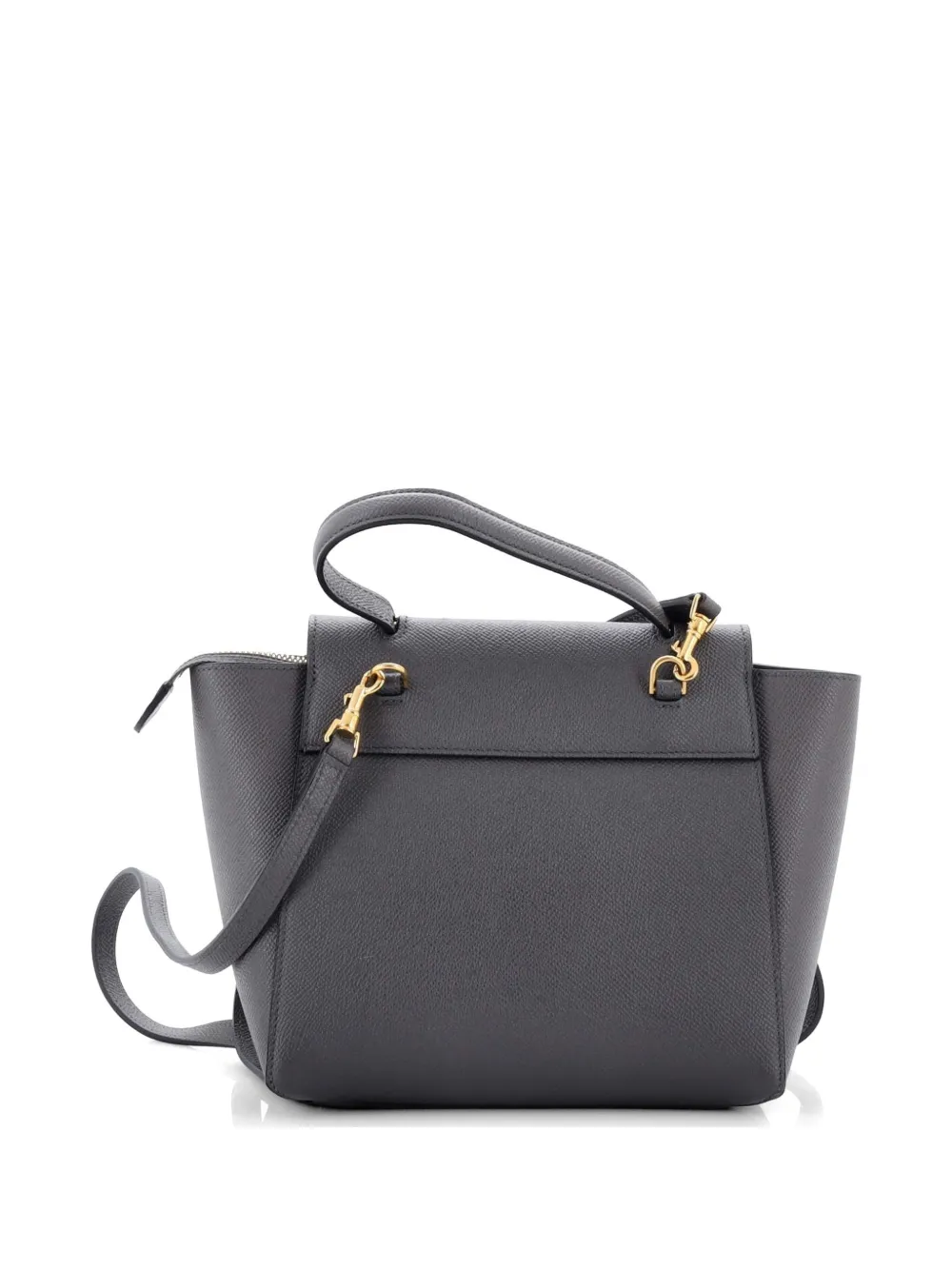Celine Pre-owned Belt Bag Textured Leather Nano Shoulder Bag in Grey, view 3