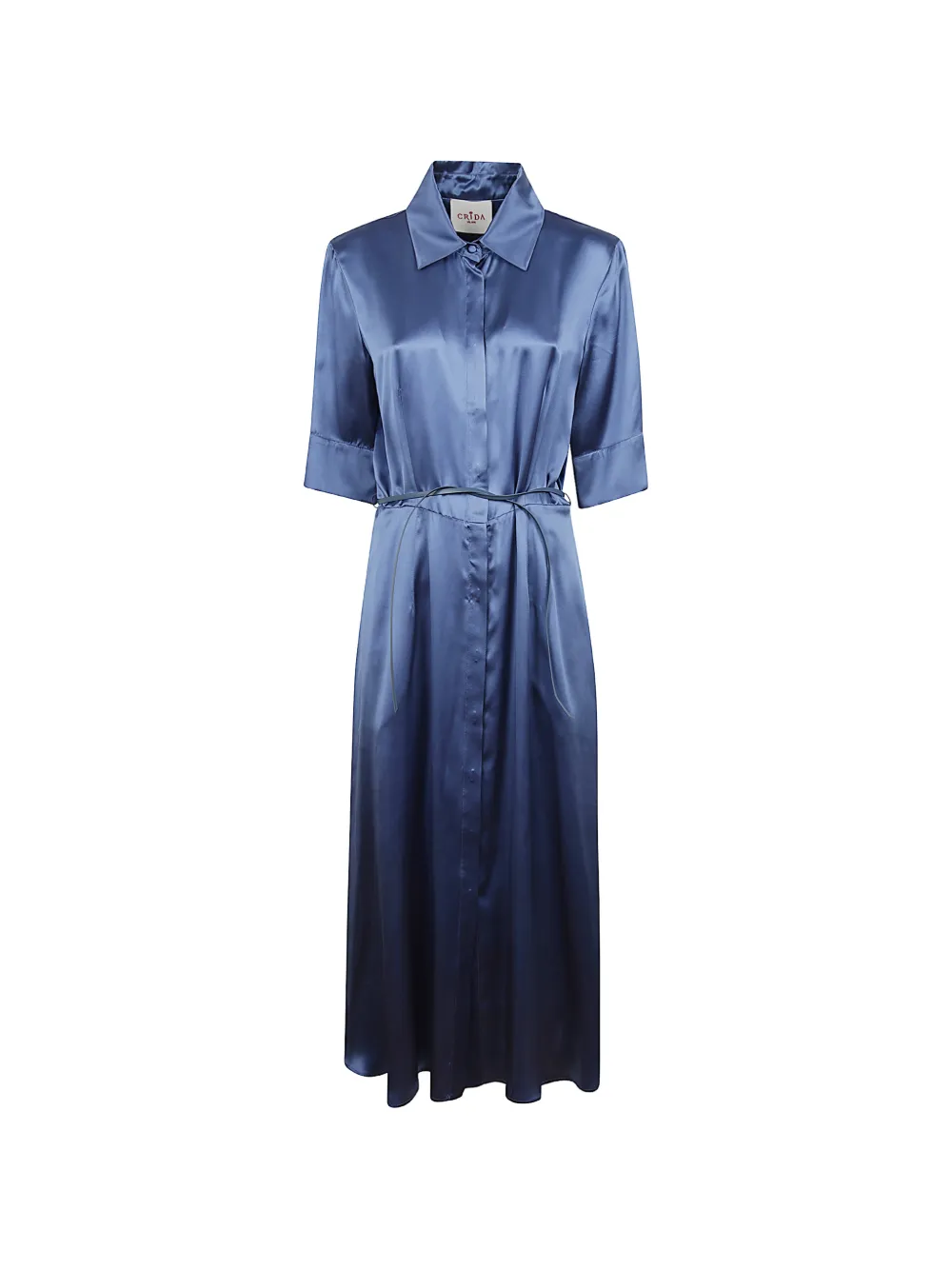 CRIDA collared belted midi dress - Blu