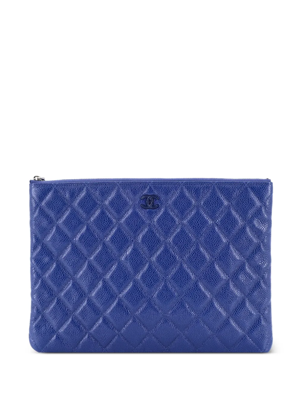 CHANEL Pre-Owned O Case Quilted Caviar Medium clutch bag - Blu