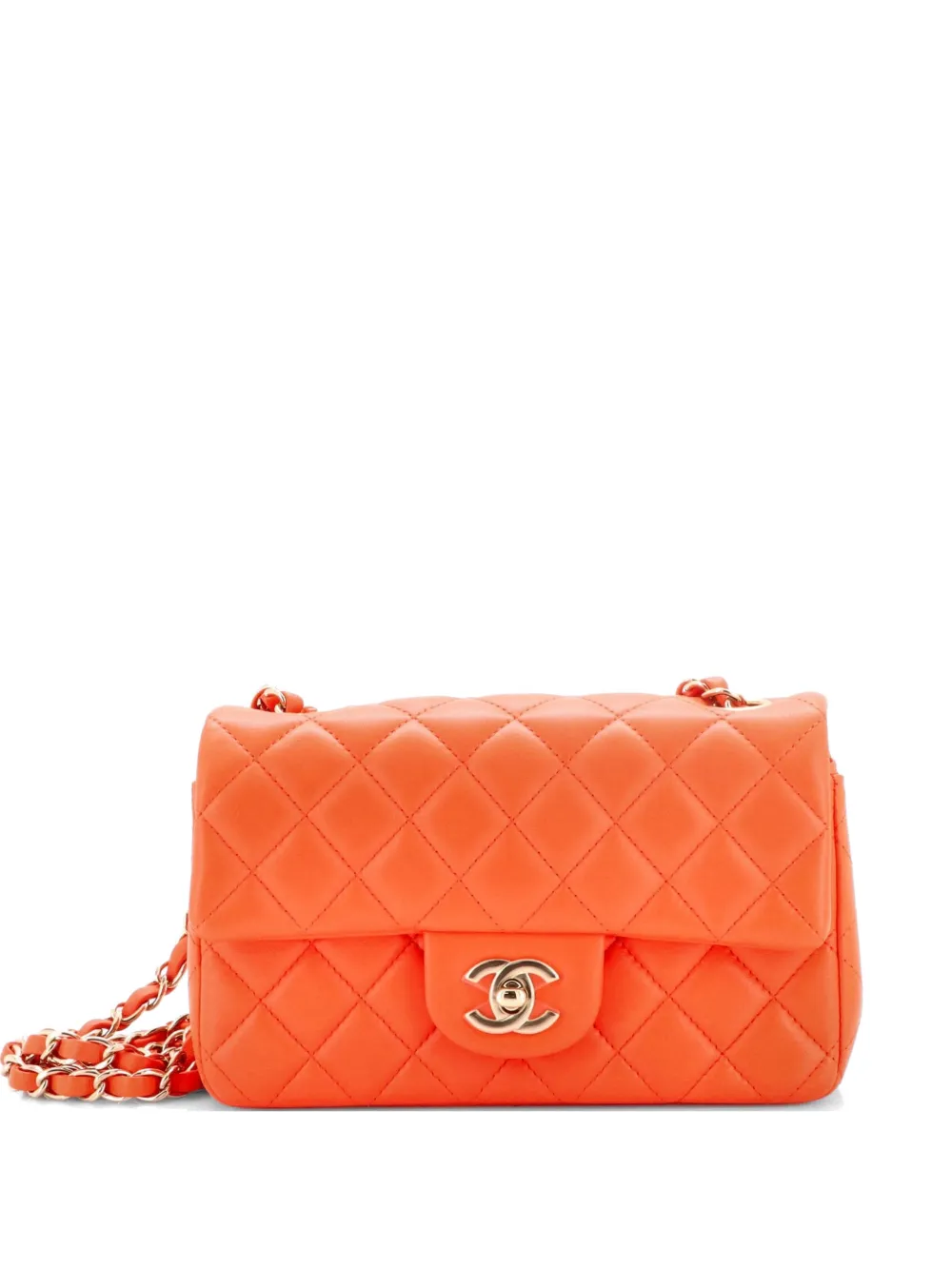CHANEL Pre-Owned Classic Single Flap Bag Quilted Lambskin Mini crossbody bag - Arancione
