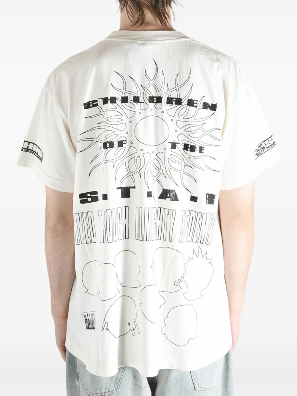 HELLSTAR T-shirt met "Children Of The Star" print Beige
