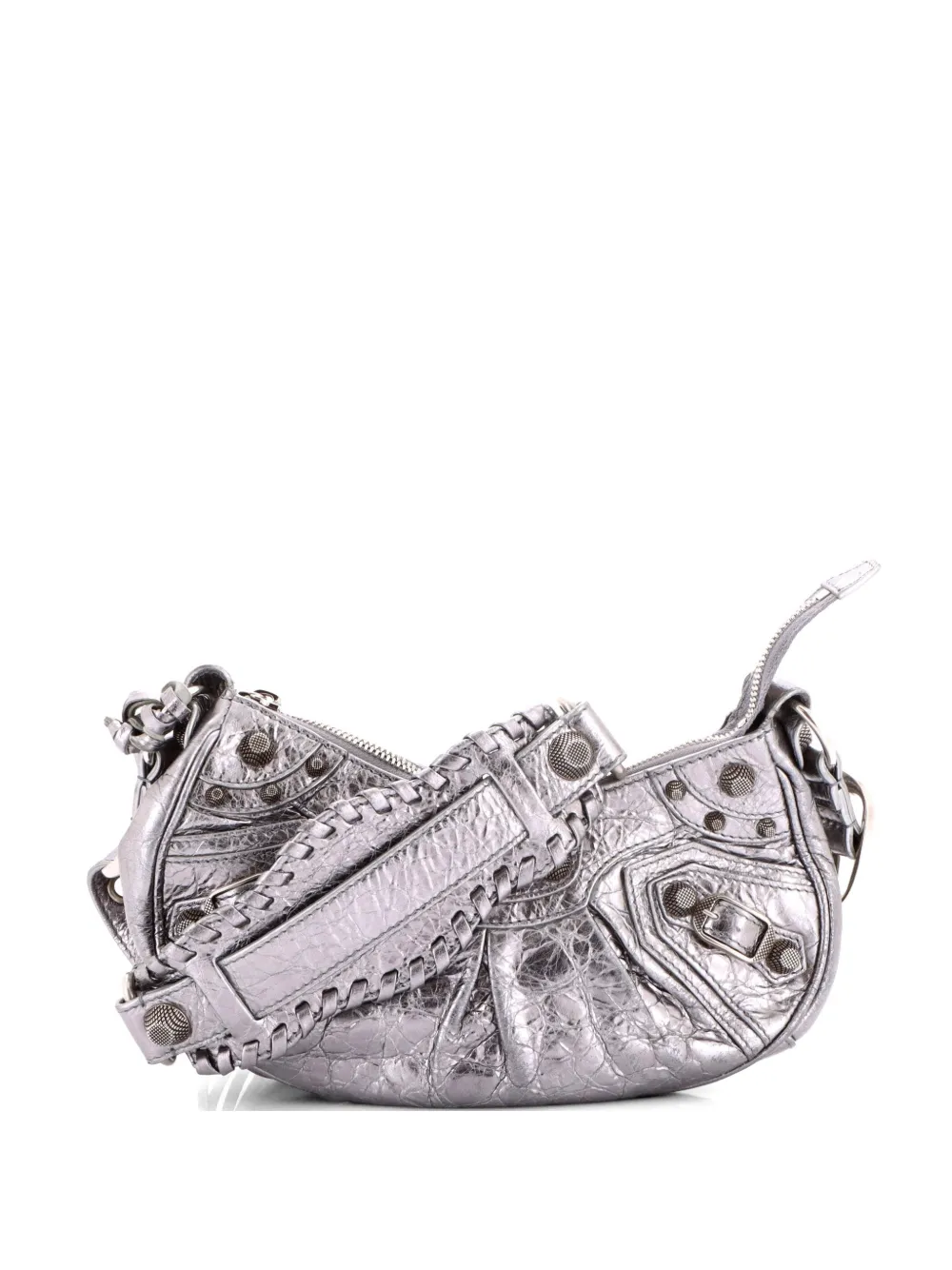 Balenciaga Pre-Owned Le Cagole Giant Studs Shoulder Bag Leather XS hobo bag - Argento