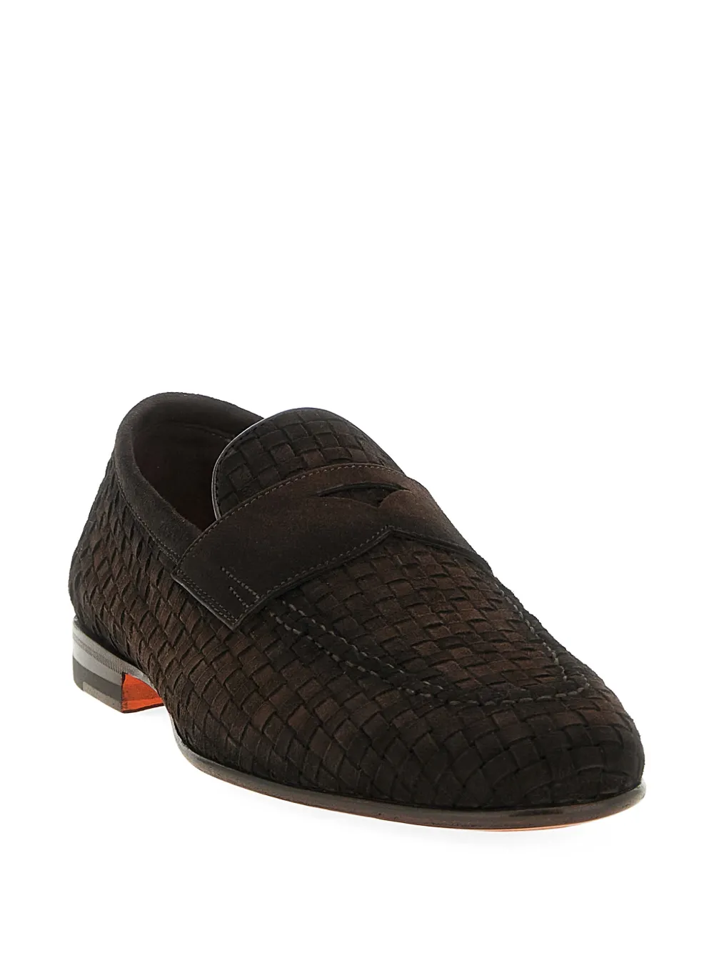 Santoni Carlo geweven leren loafers Bruin