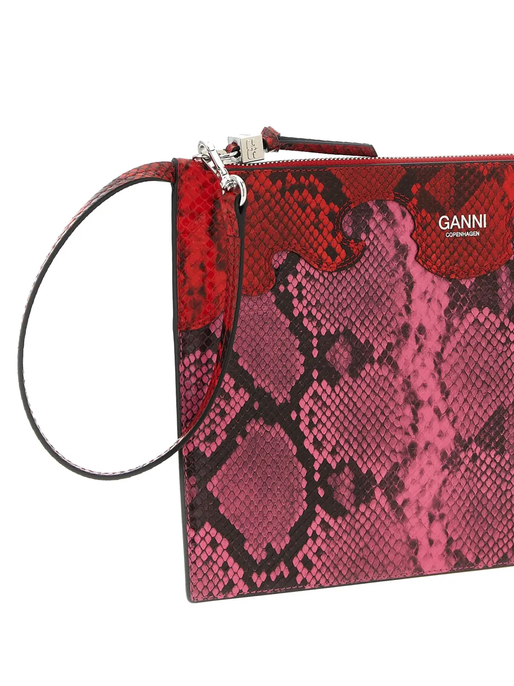 Fairy Embossed Snake-Print Clutch Bag