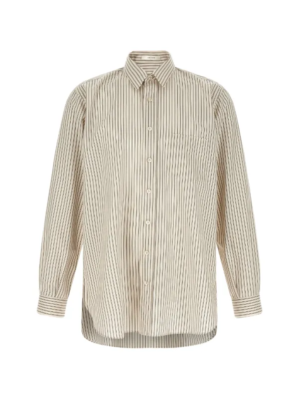 The Row Kardiff Striped Cotton Shirt in Neutrals