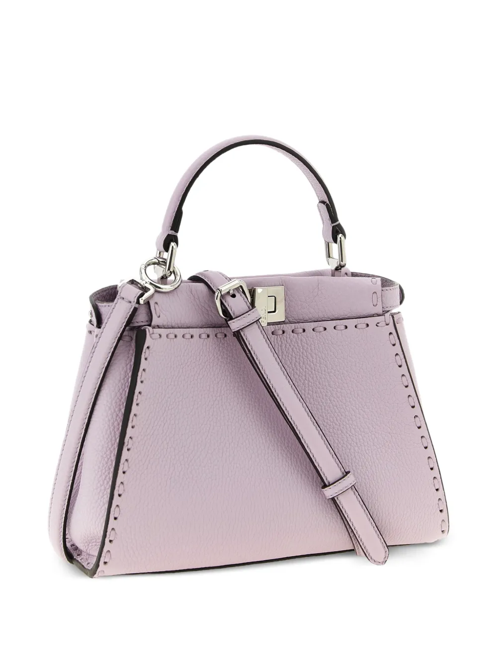  Fendi Mini Peekaboo Selleria Topstitching Tote Bag - Purple 