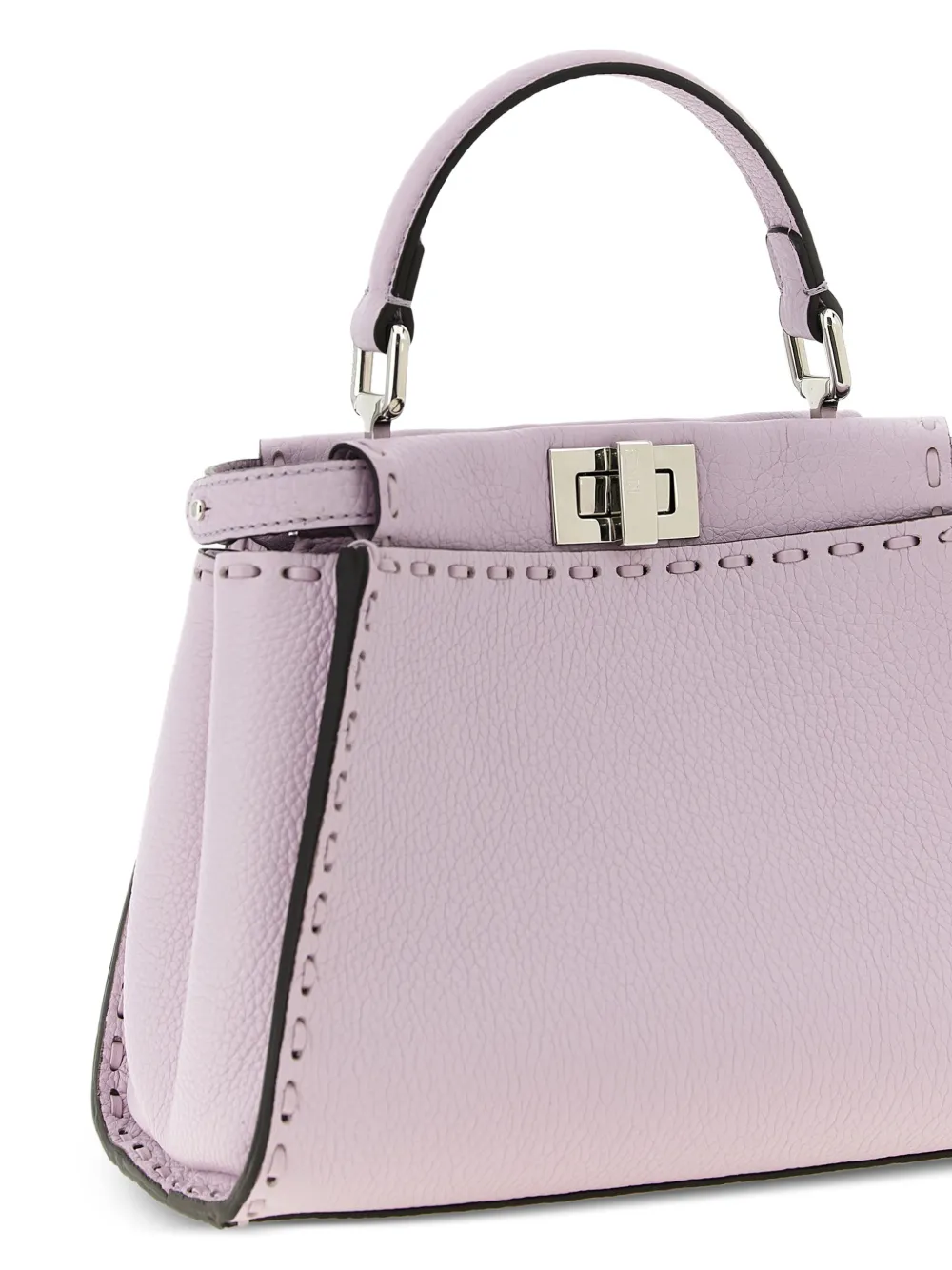  Fendi Mini Peekaboo Selleria Topstitching Tote Bag - Purple 