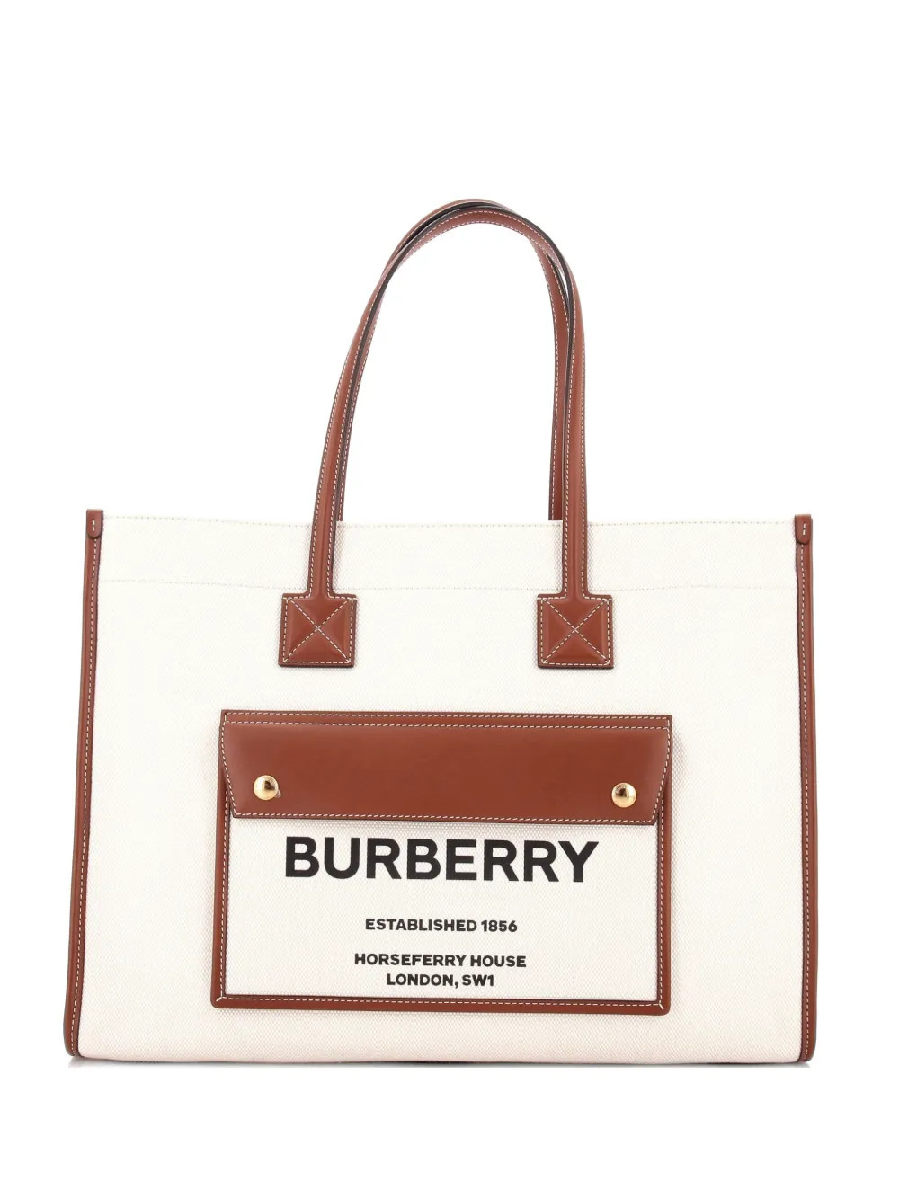 Burberry Pre-Owned Freya Shopping Canvas with Leather Medium tote bag - Braun