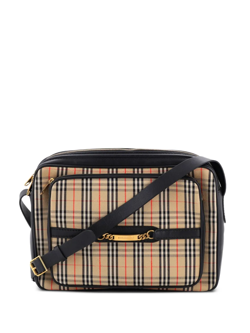 Burberry Pre-Owned Link Chain Camera Bag 1983 Knight Check Canvas Large crossbody bag - Nero