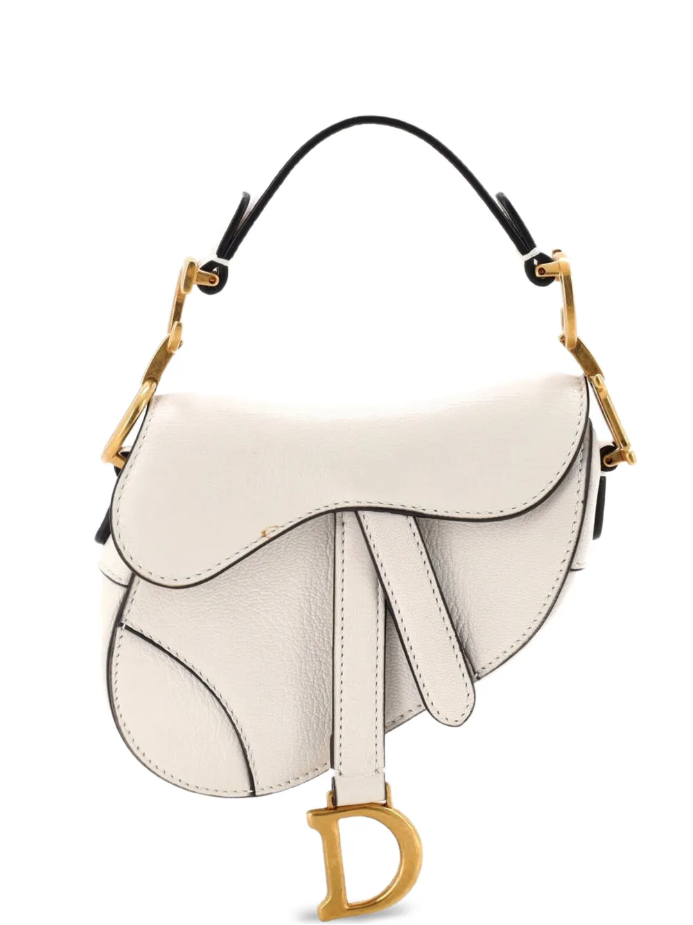 Christian Dior Pre-Owned Saddle Handbag Leather Micro satchel - Bianco