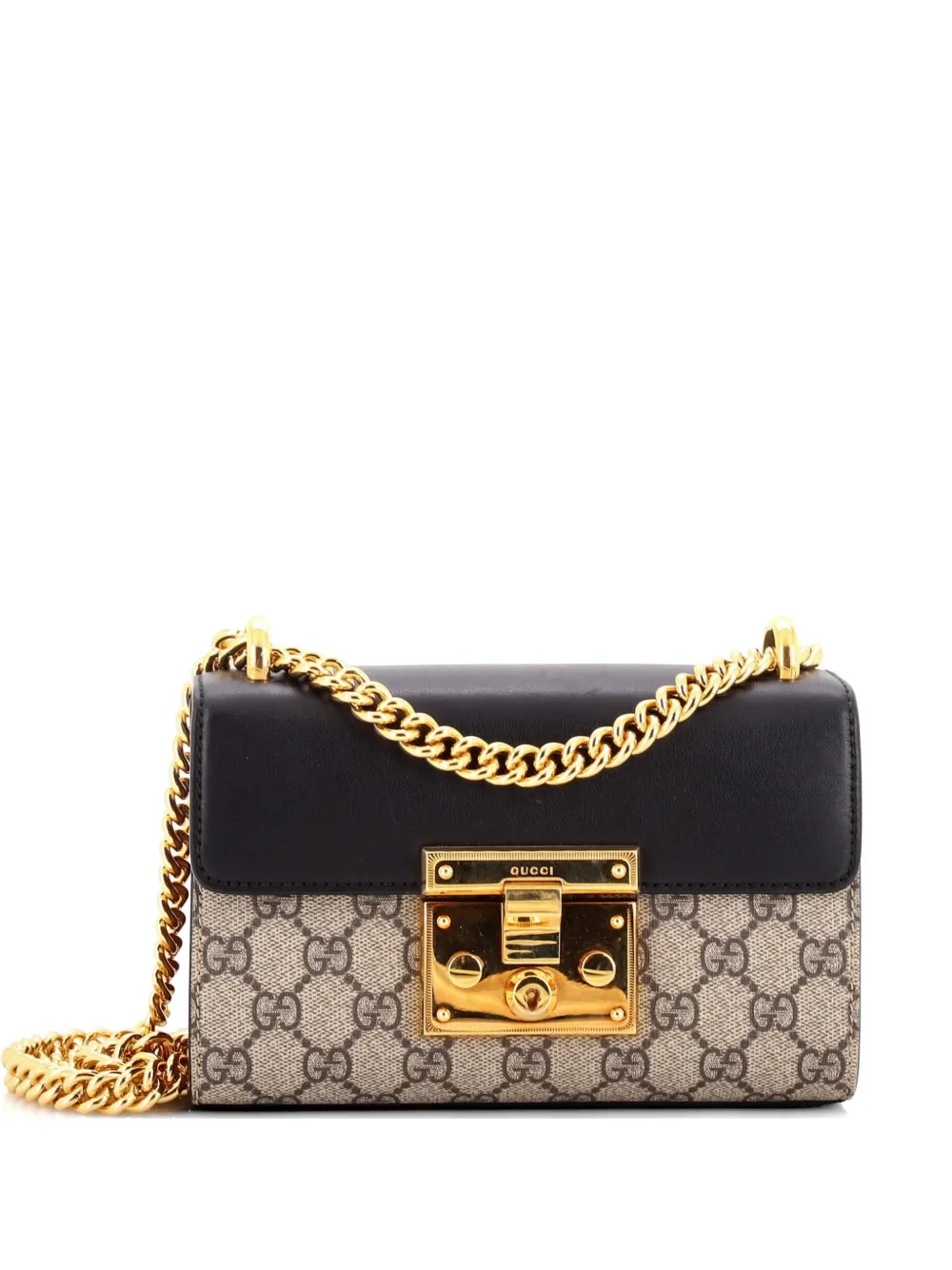 Gucci Pre-Owned Padlock Shoulder Bag GG Coated Canvas and Leather Small crossbody bag - Brown