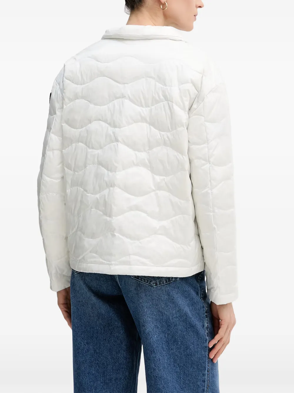 Blauer Lamartine wave-quilted logo-patch puffer jacket Wit