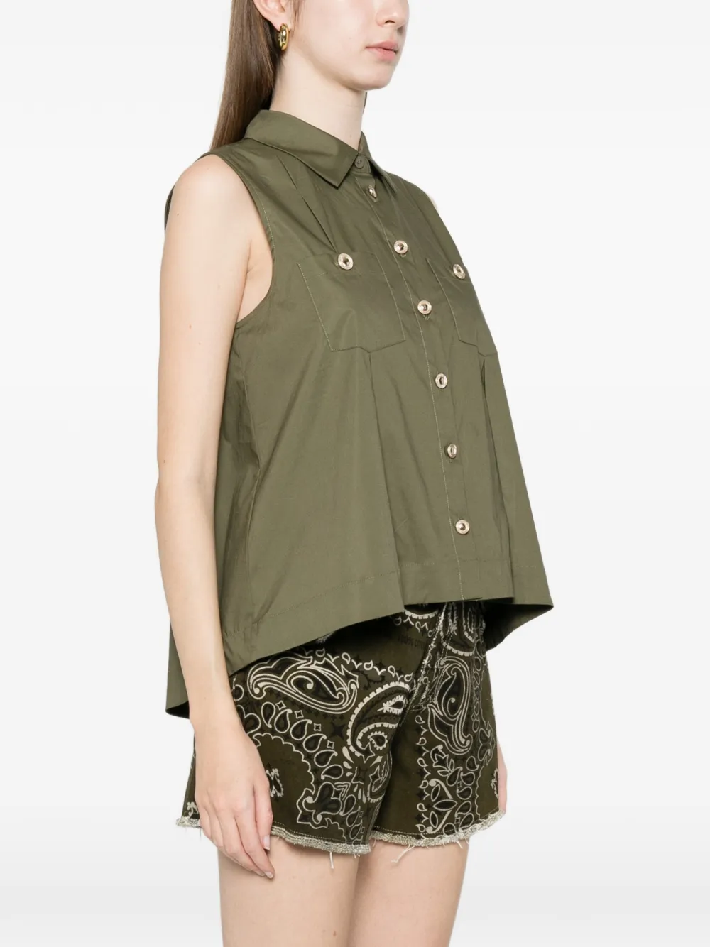  Twinset Pleated Patch-pocket Shirt - Green 