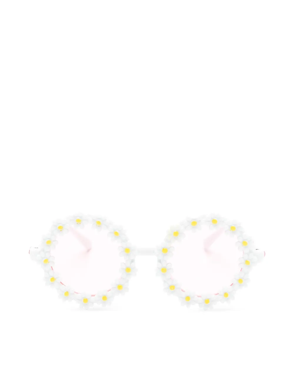 Monnalisa floral-embellished round-frame sunglasses - Bianco