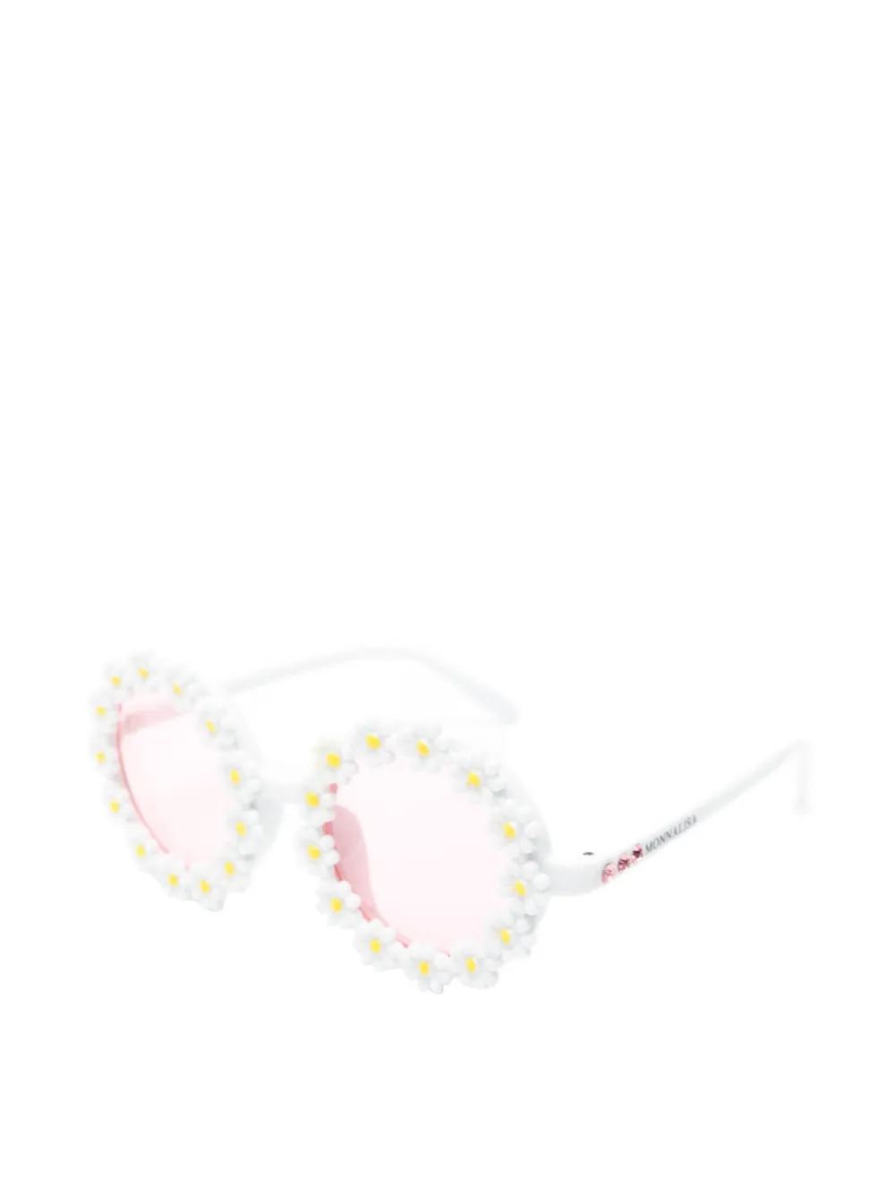  Monnalisa Floral-embellished Round-frame Sunglasses - White 