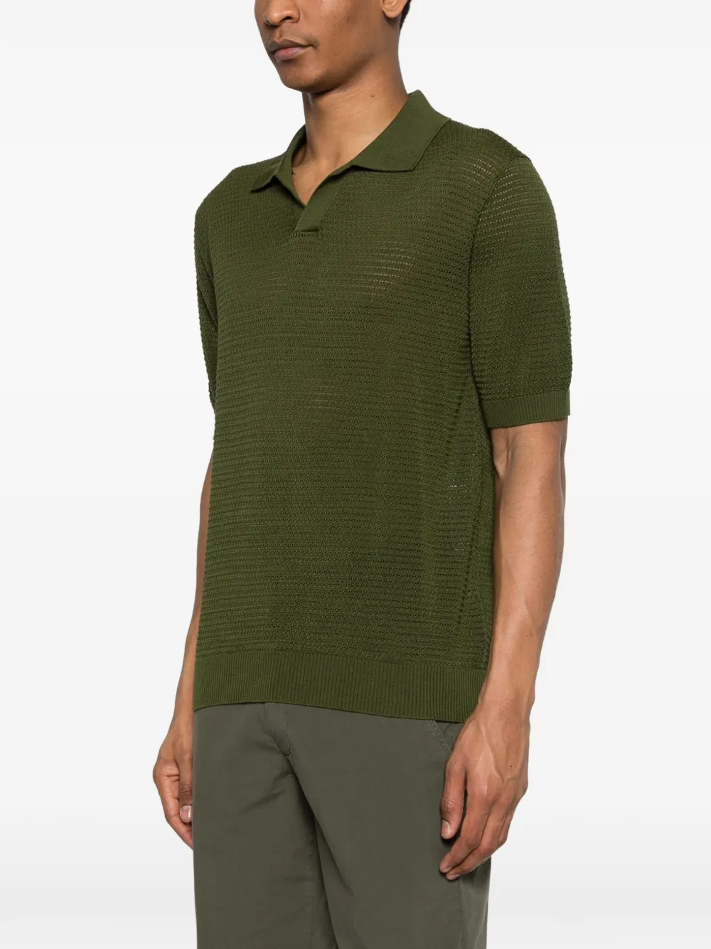 Tagliatore Gebreid T-shirt met kraag Groen