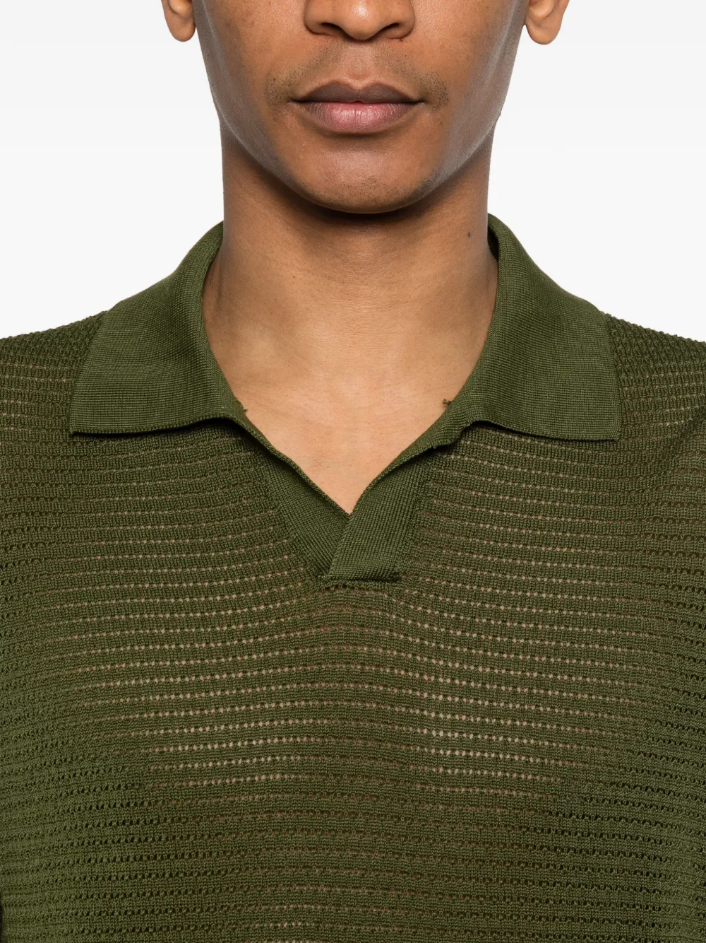 Tagliatore Gebreid T-shirt met kraag Groen