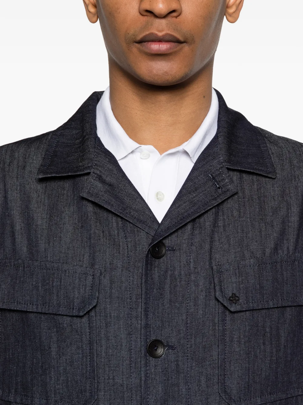 Tagliatore Shirtjack met knoopflap Blauw