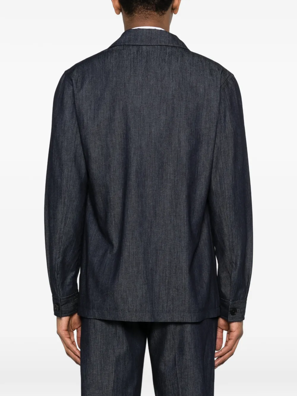 Tagliatore Shirtjack met knoopflap Blauw