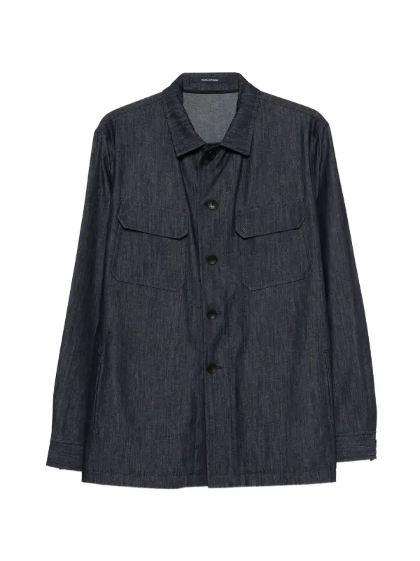 Tagliatore Button Flap Shirt Jacket in Blue