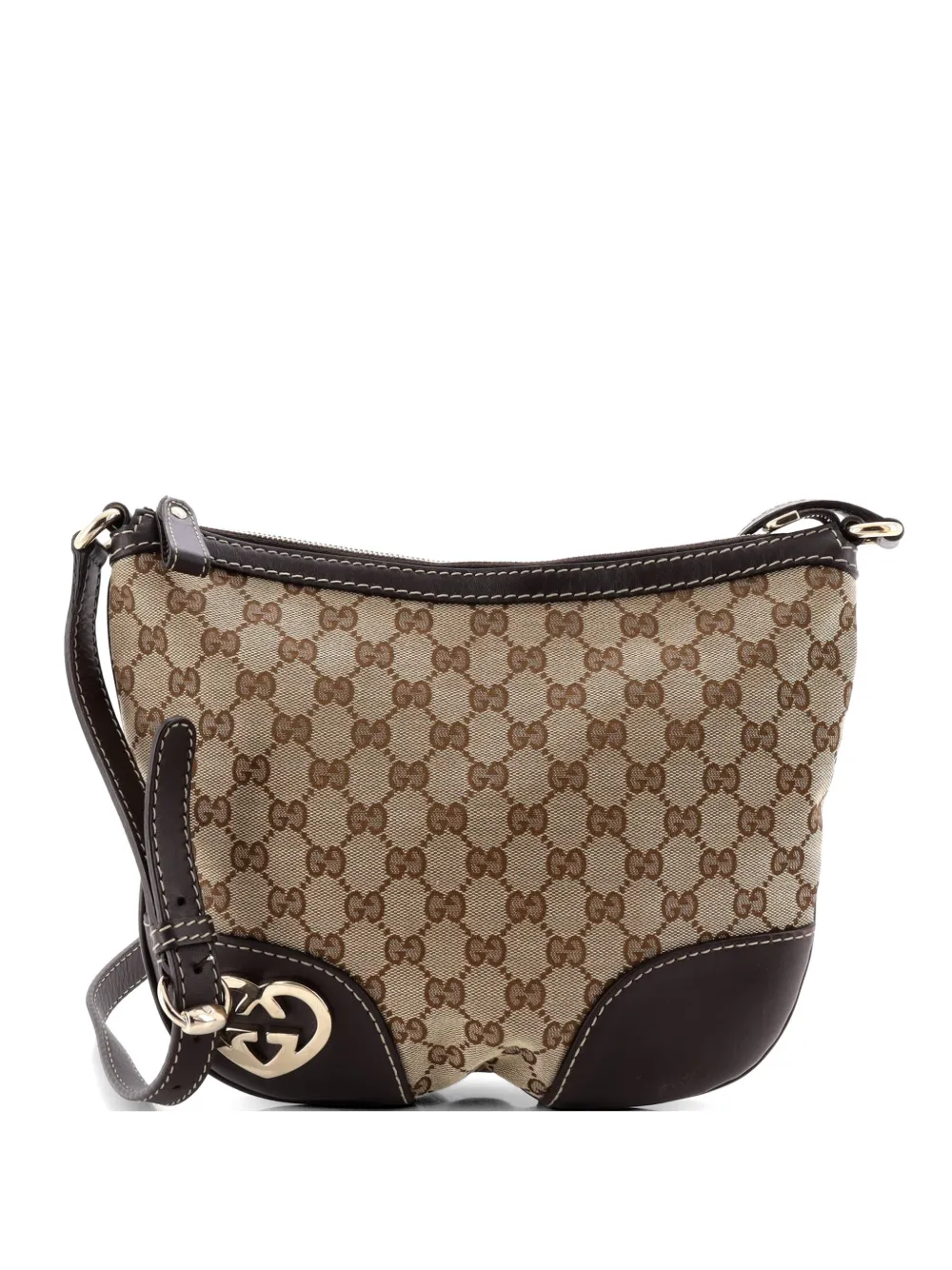 Gucci Pre-Owned Lovely Heart Interlocking G GG Canvas with Leather crossbody bag - Marrone