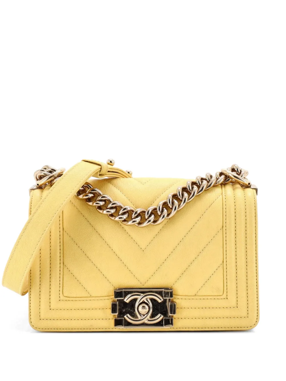 CHANEL Pre-Owned Boy Flap Bag Chevron Caviar Small crossbody bag - Giallo
