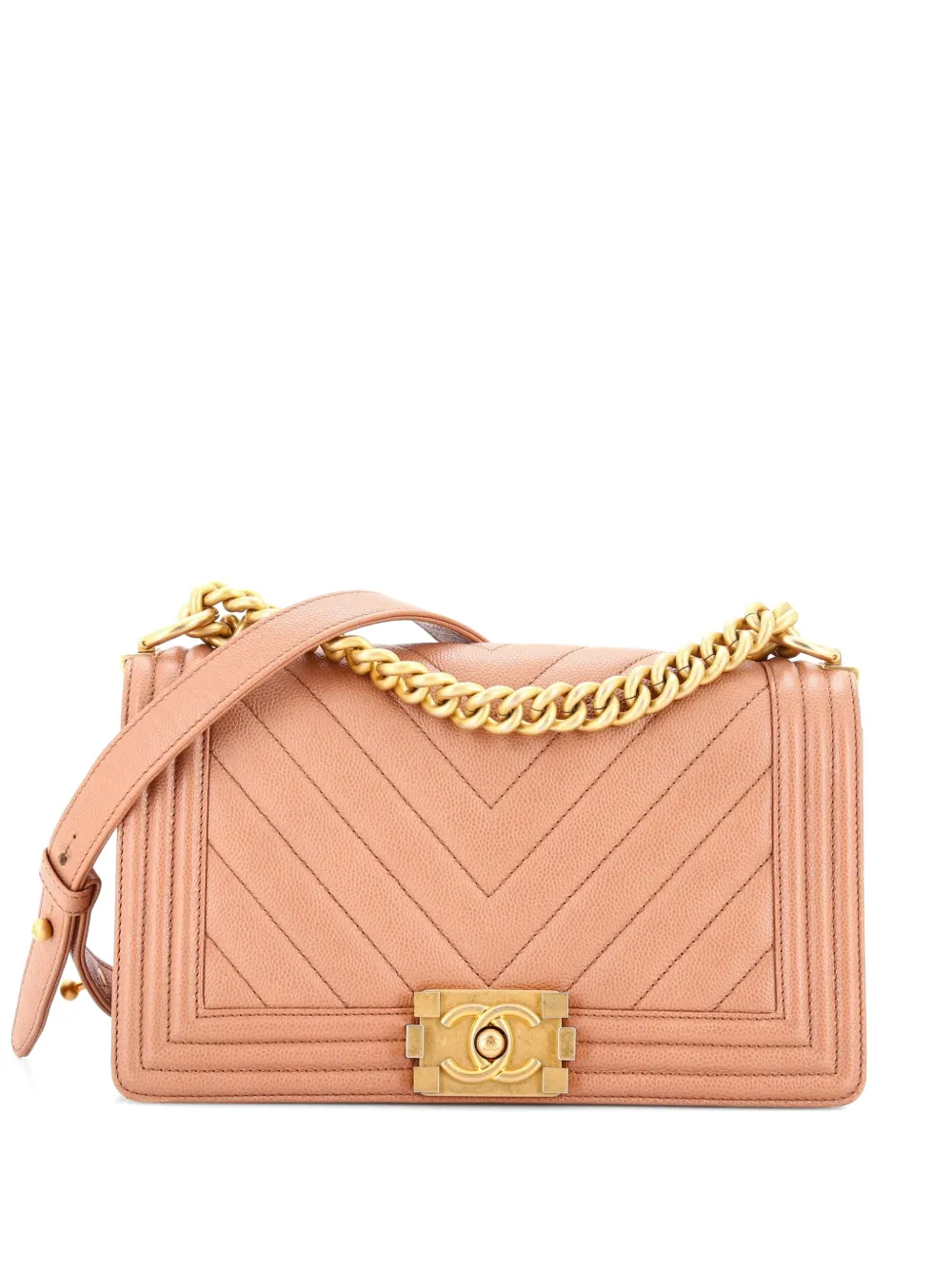 CHANEL Pre-Owned Boy Flap Bag Chevron Caviar Old Medium shoulder bag - Toni neutri