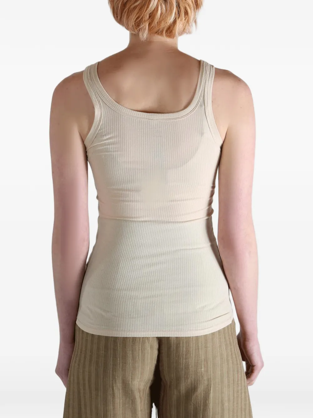 Baserange Geribbelde tanktop met hartdetail Beige