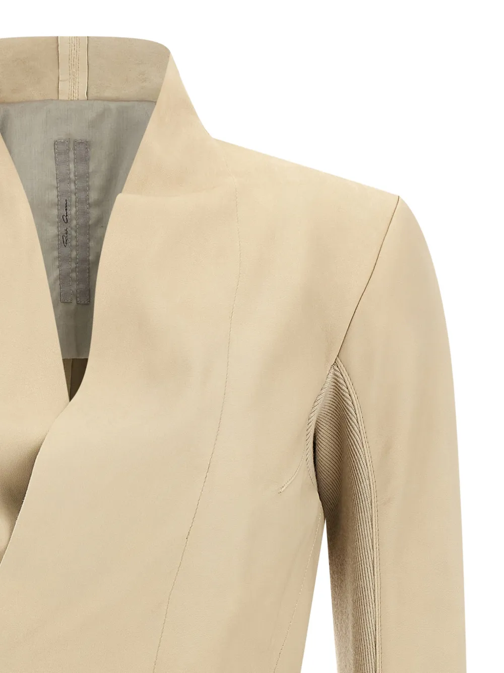  Rick Owens Hollywood V-neck Leather Jacket - Neutrals 