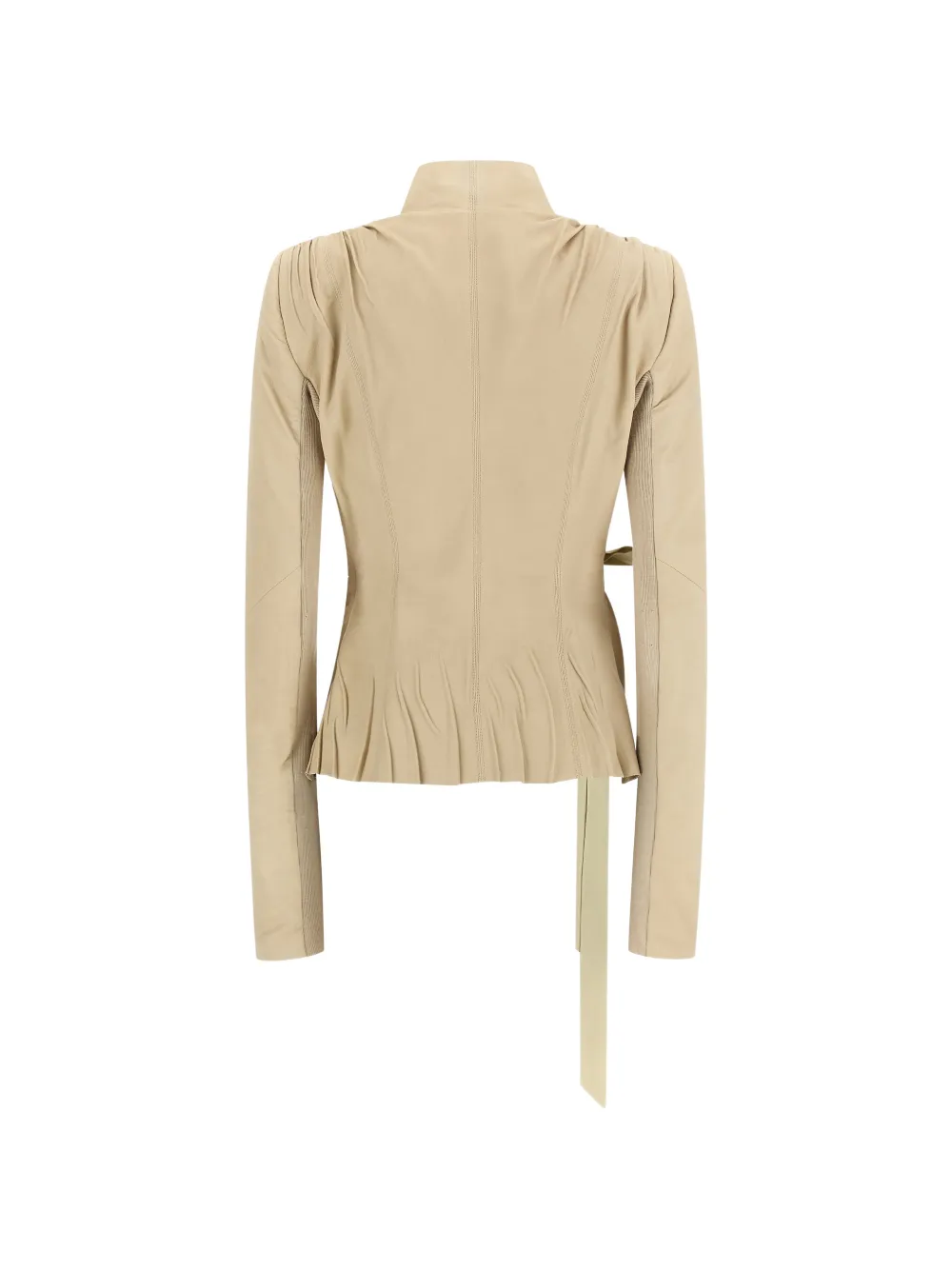  Rick Owens Hollywood V-neck Leather Jacket - Neutrals 