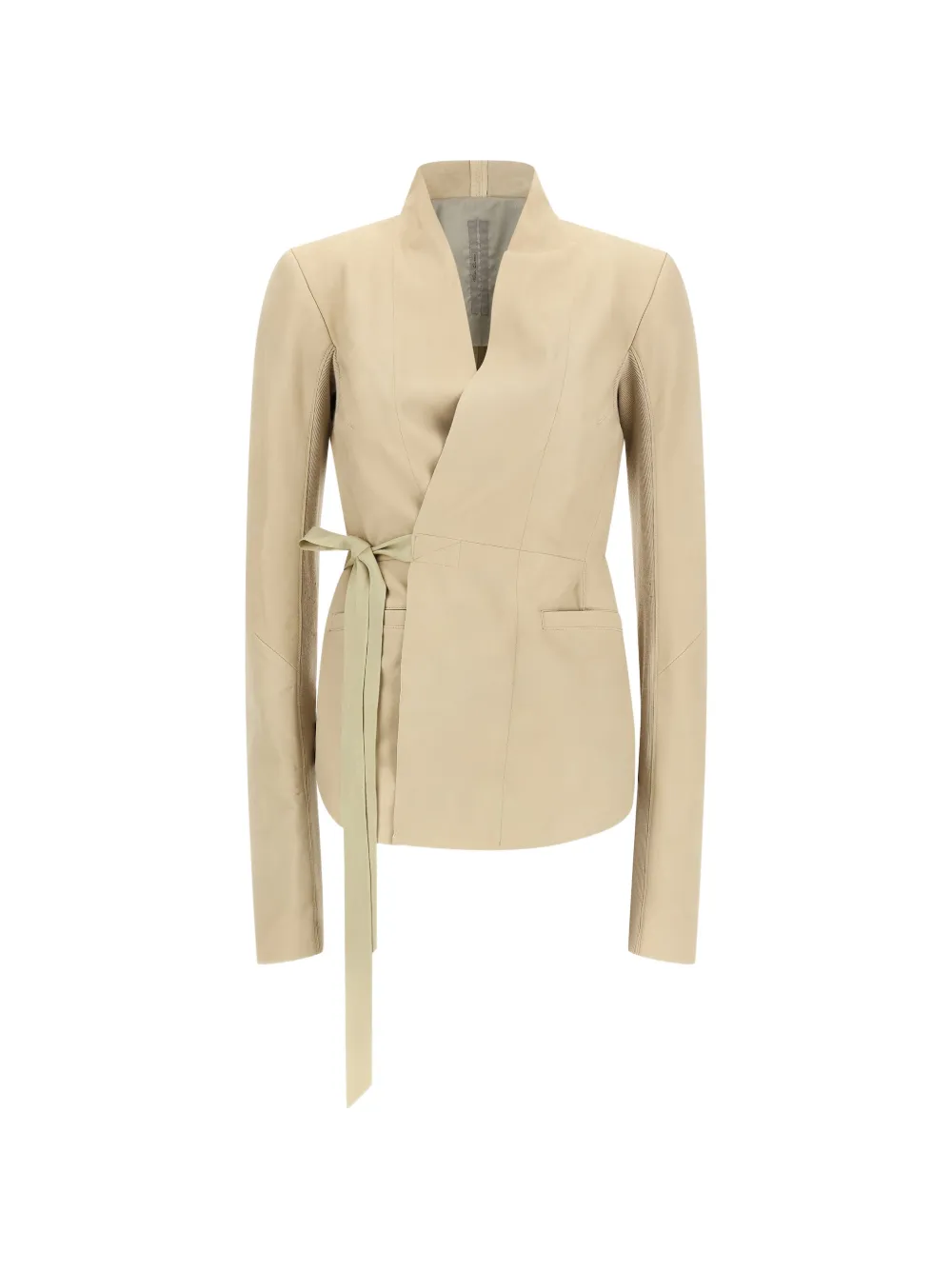 Rick Owens Hollywood V-neck leather jacket - Toni neutri