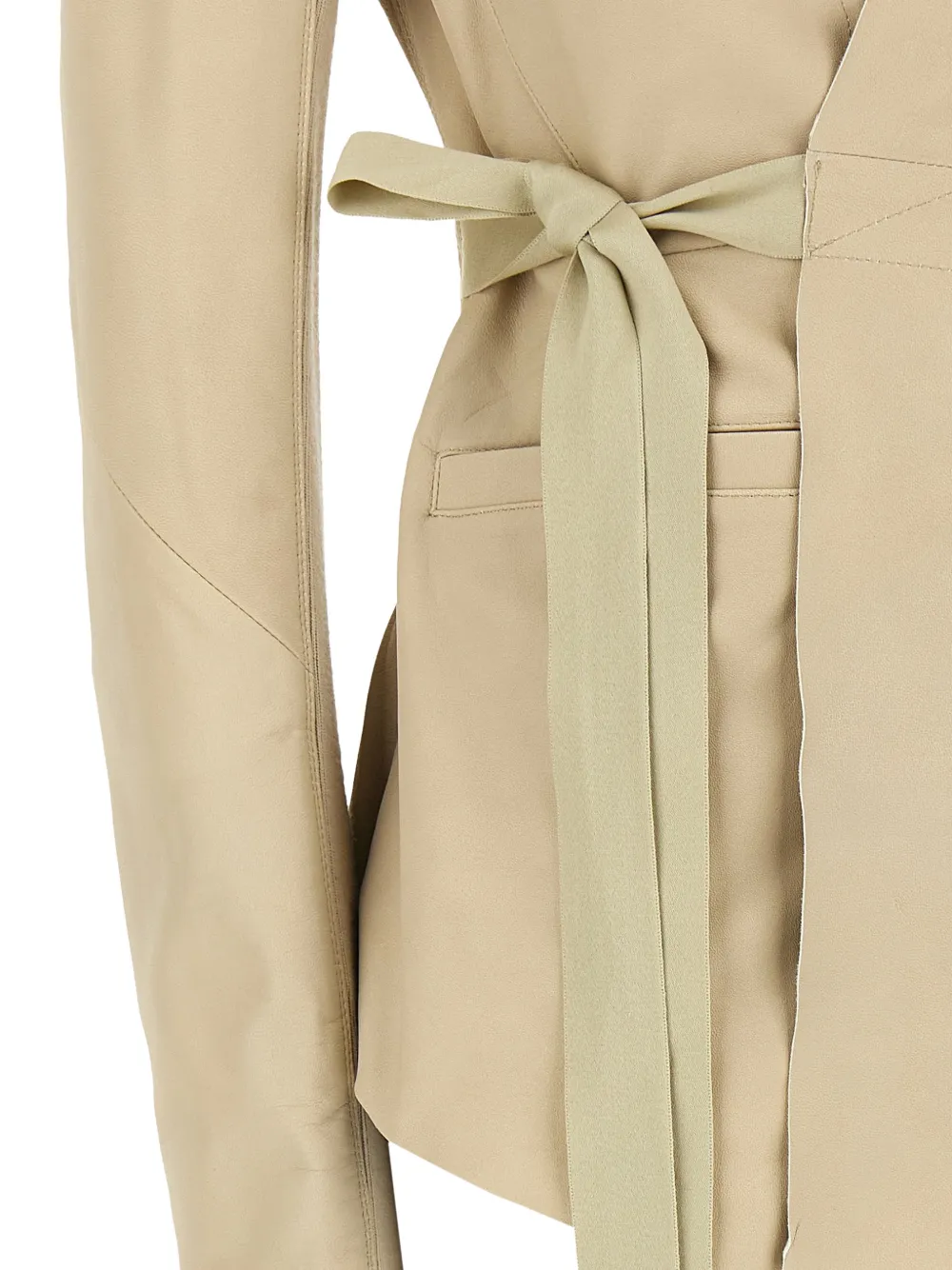Rick Owens Hollywood leren jack met V-hals Beige