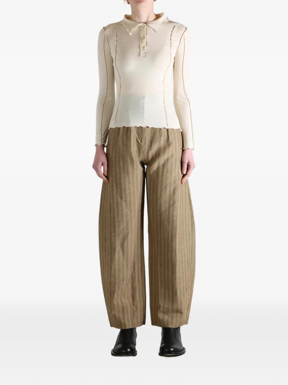  Baserange Ruffled Polo Shirt - Neutrals 