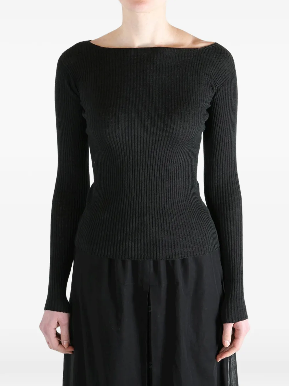  Baserange Ribbed Buttoned Sweater - Black 