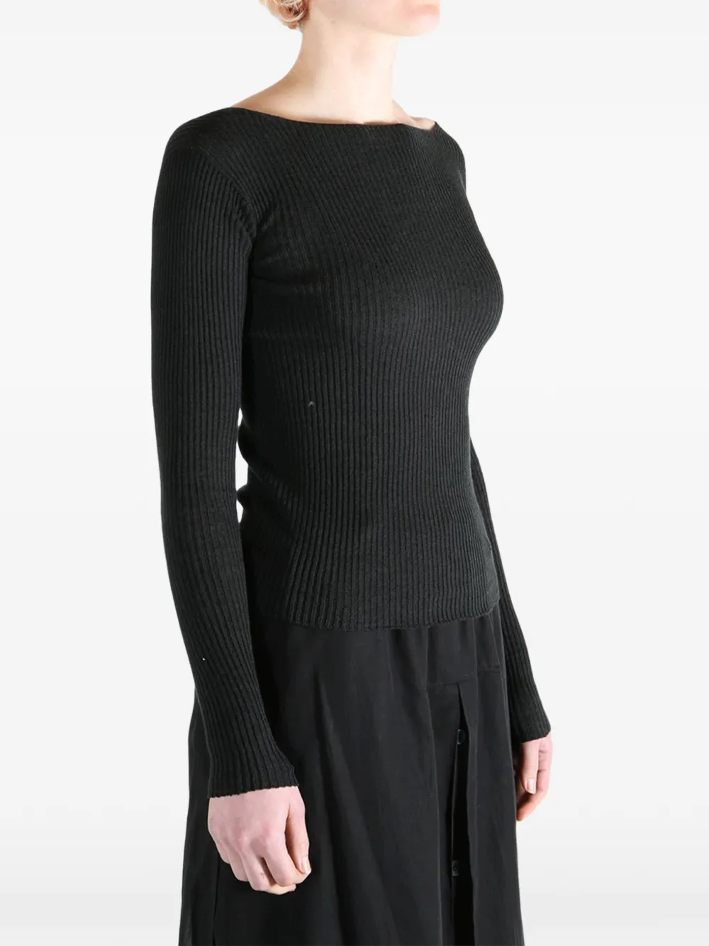  Baserange Ribbed Buttoned Sweater - Black 