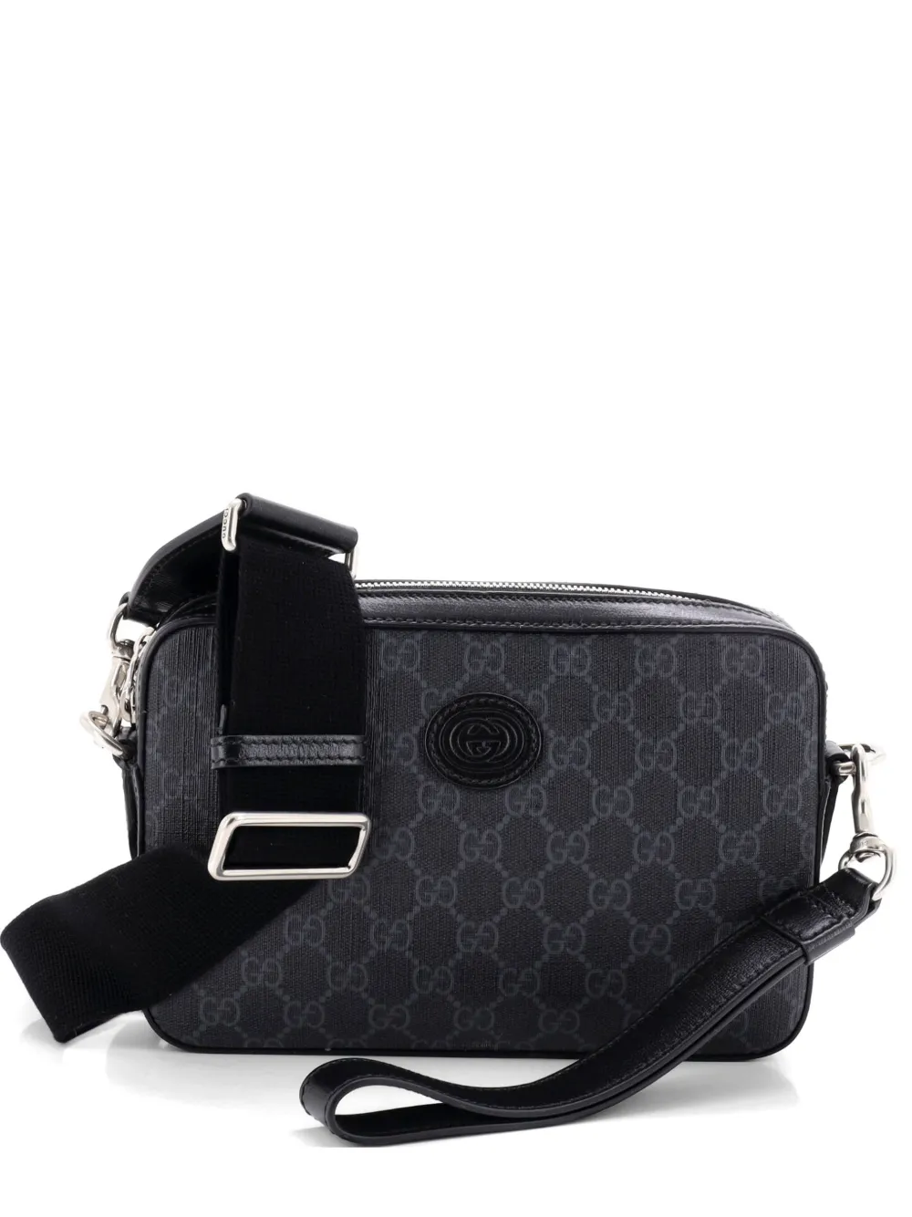 Gucci Pre-Owned Interlocking G Patch GG Coated Canvas Small shoulder bag - Nero