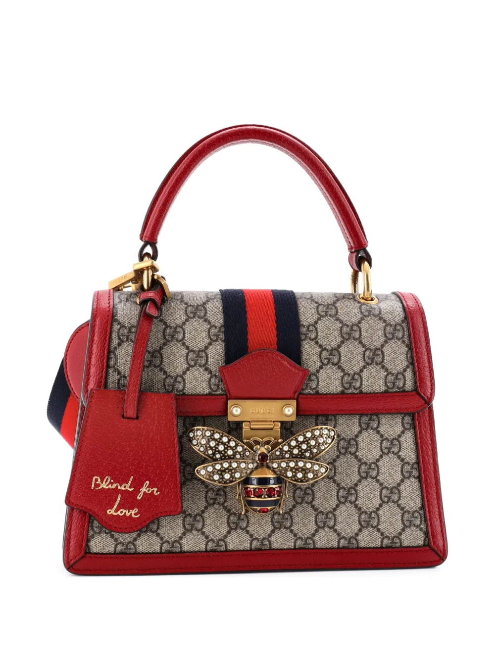 Gucci Pre-Owned Borsa a tracolla Queen Margaret piccola in tela cerata GG e pelle con manico - Rosso