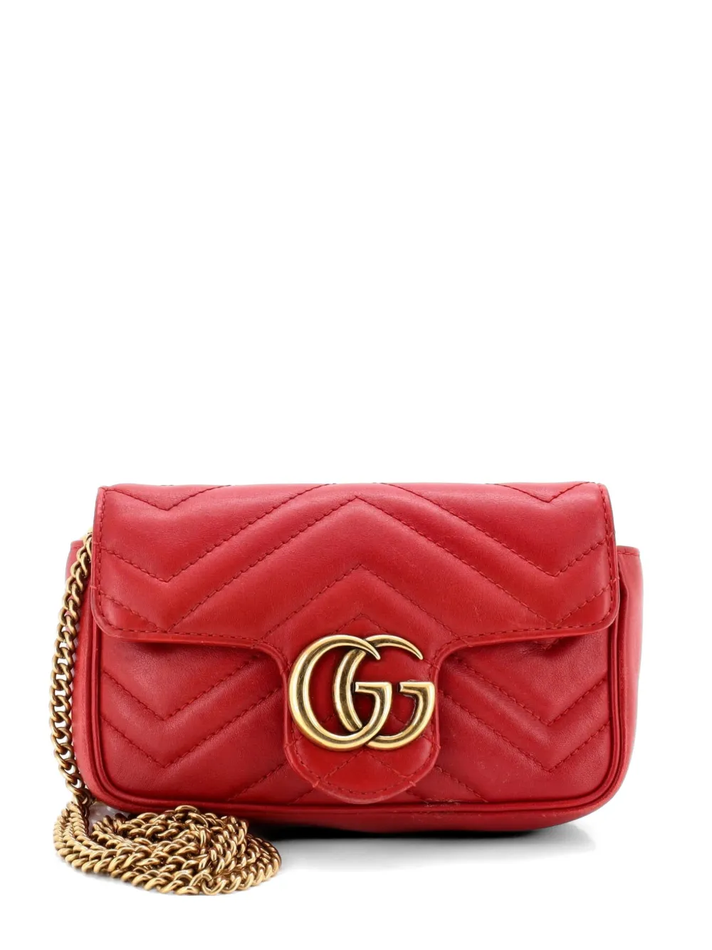 Gucci Pre-Owned GG Marmont Flap Bag Matelasse Leather Super Mini crossbody bag - Rosso