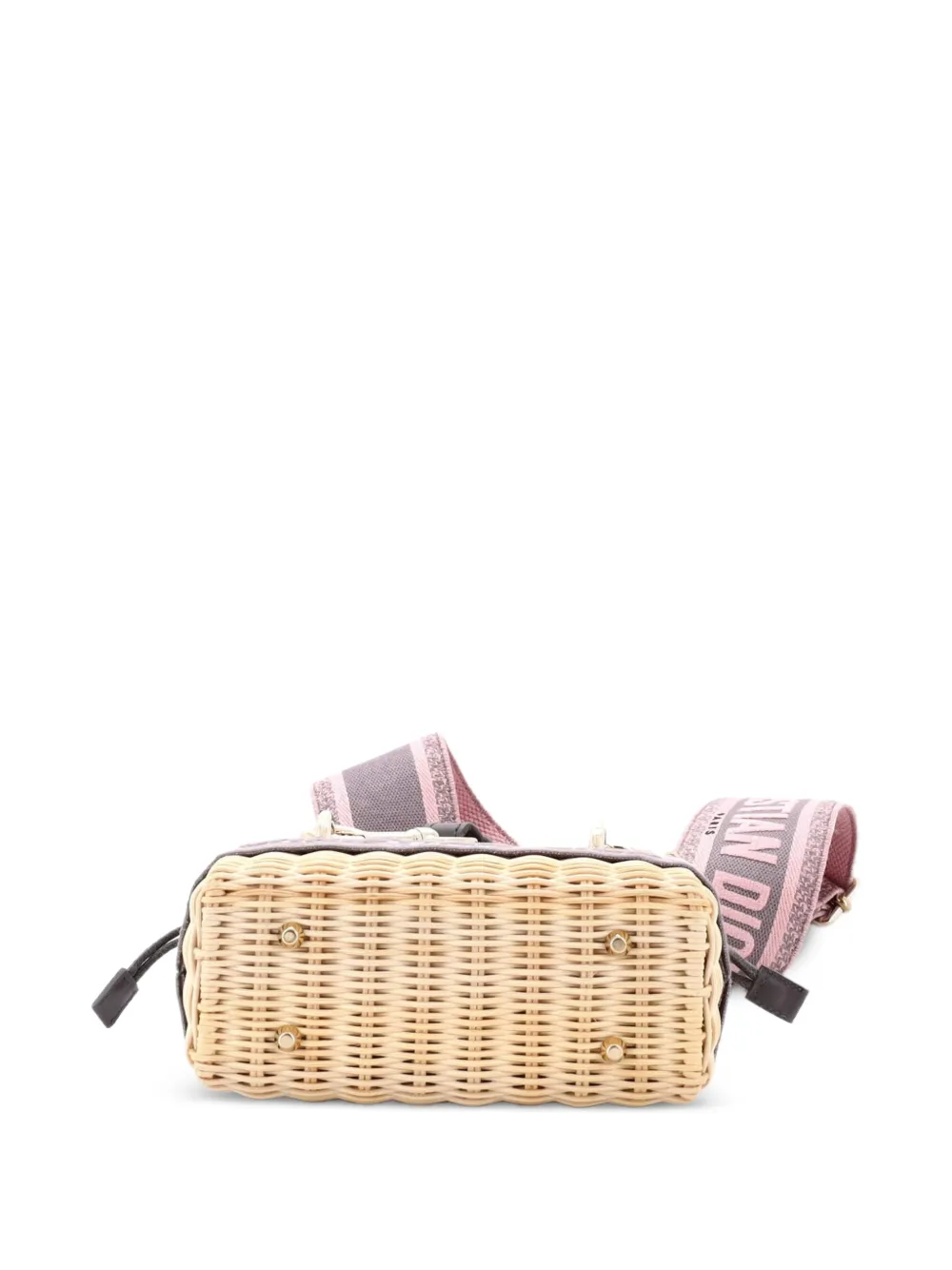 Lady Dior Bag Wicker And Oblique Canvas Mini Tote Bag