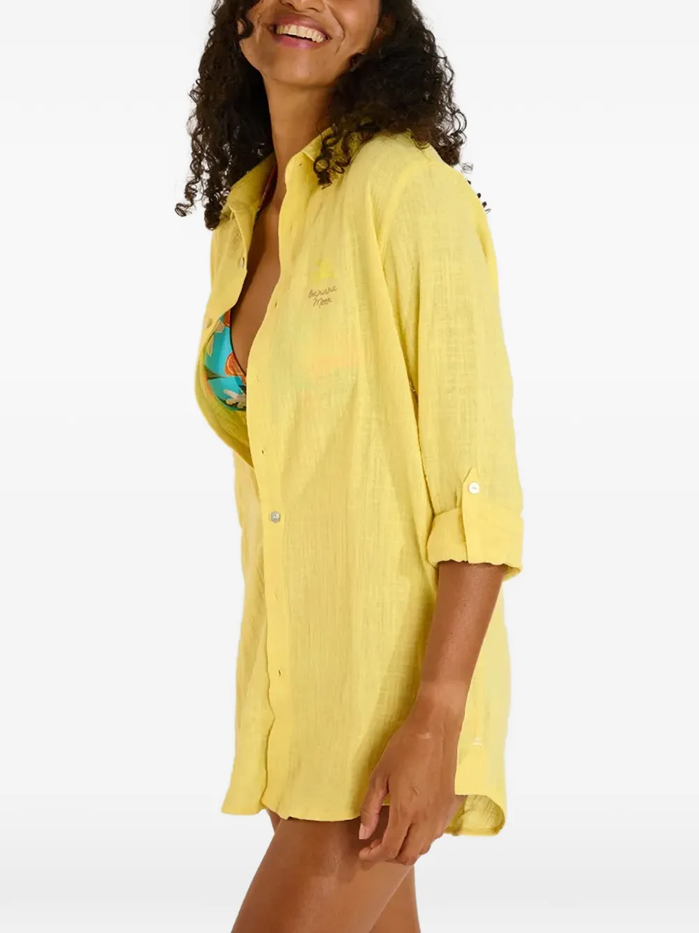 BANANA MOON Garel Zelena embroidered long-sleeve shirt Geel