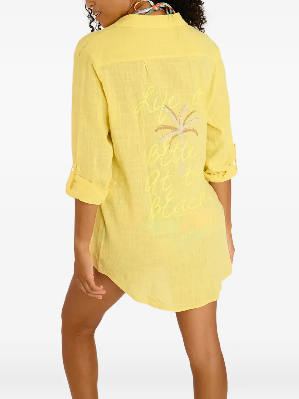 BANANA MOON Garel Zelena embroidered long-sleeve shirt Geel