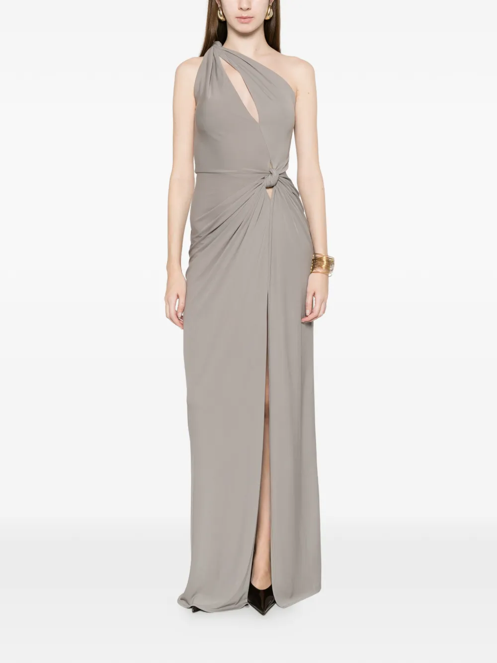  Alessandro Legora Gathered V-neck Maxi Dress - Grey 