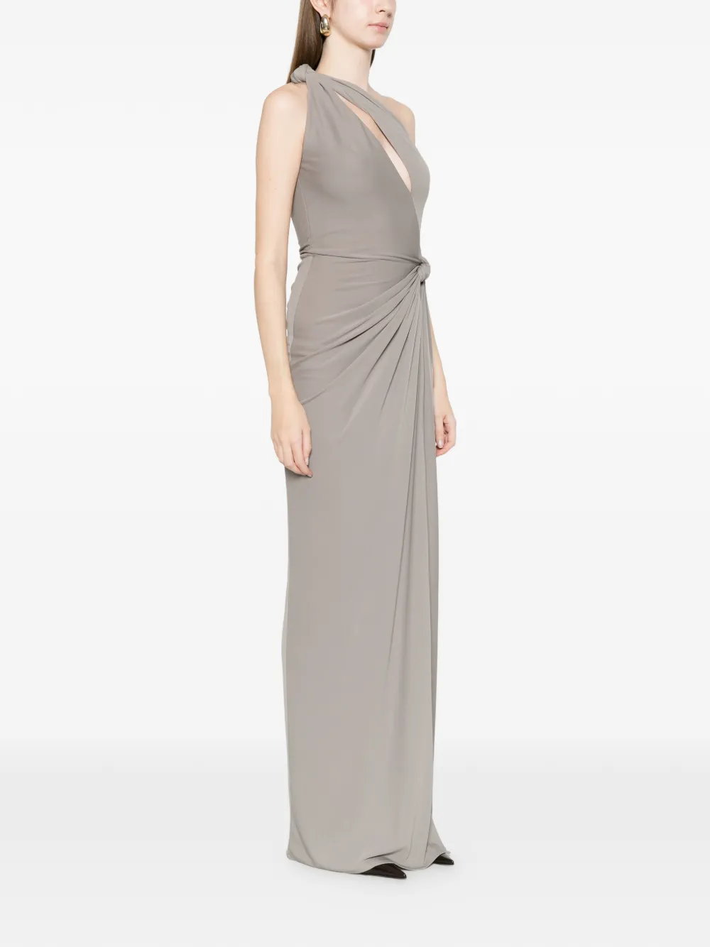  Alessandro Legora Gathered V-neck Maxi Dress - Grey 