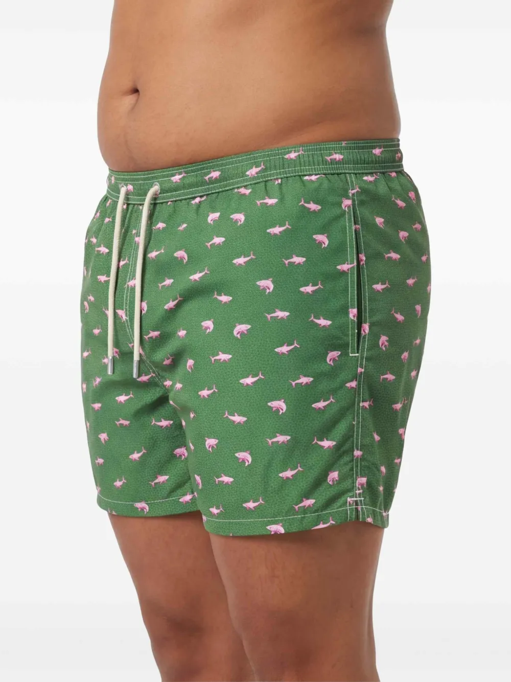 MC2 Saint Barth Lighting Micro swim shorts with sharks print | Green | Image 1