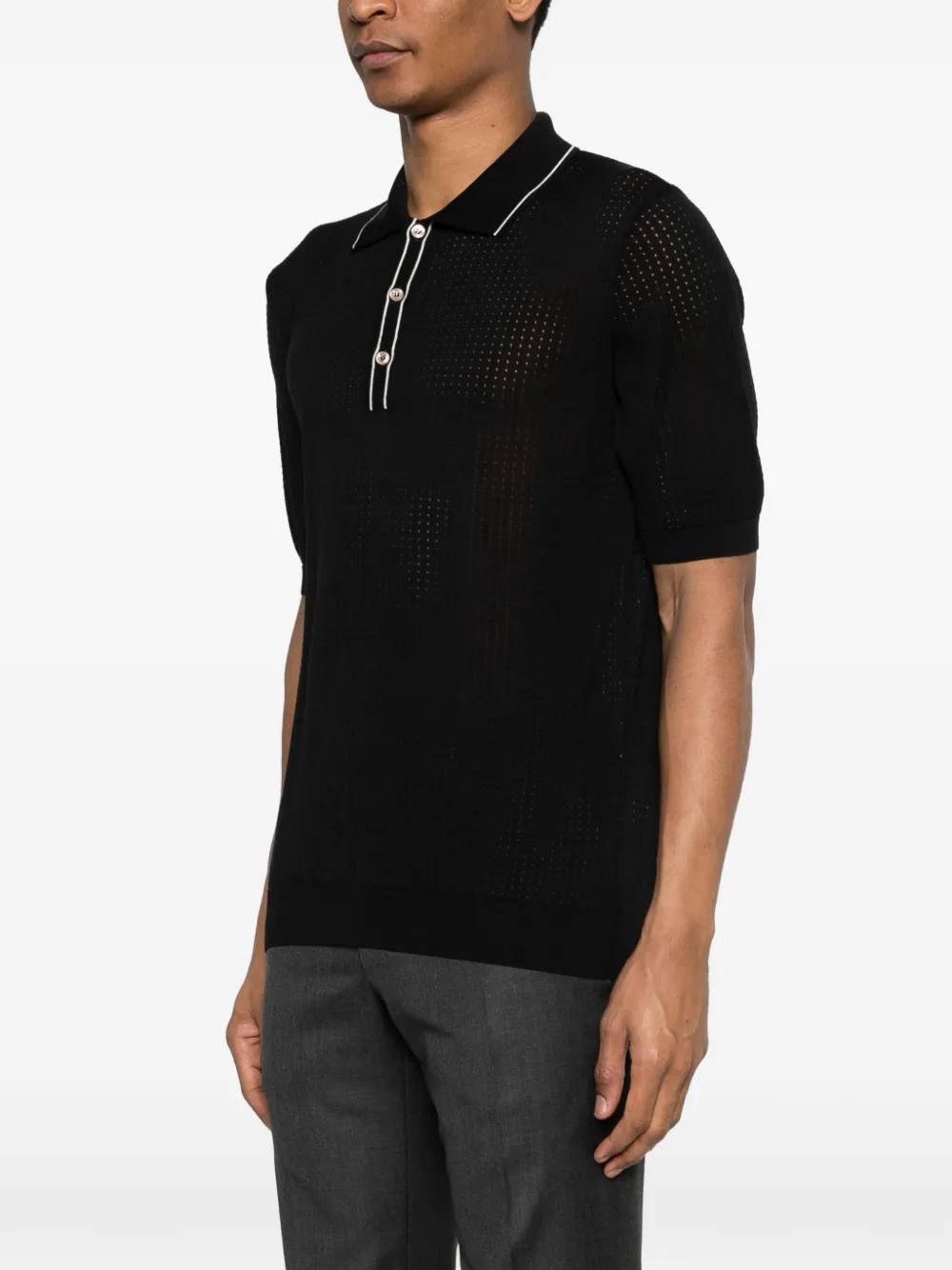Tagliatore Poloshirt met textuur Zwart