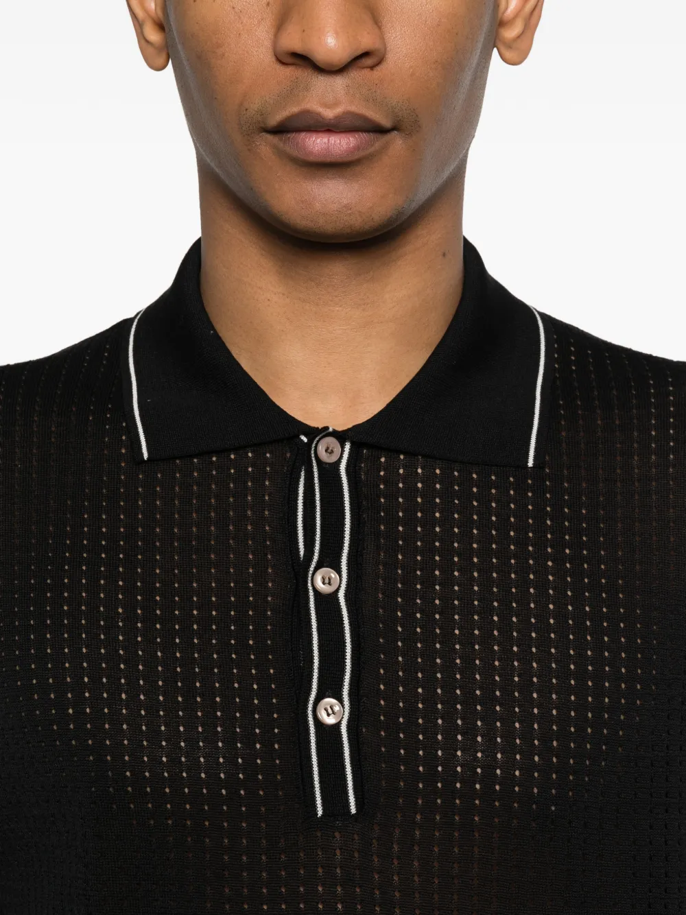 Tagliatore Poloshirt met textuur Zwart