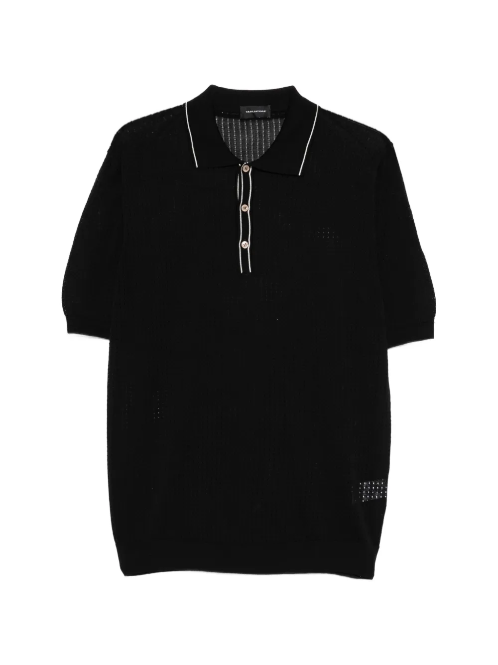 Tagliatore textured polo shirt – Black