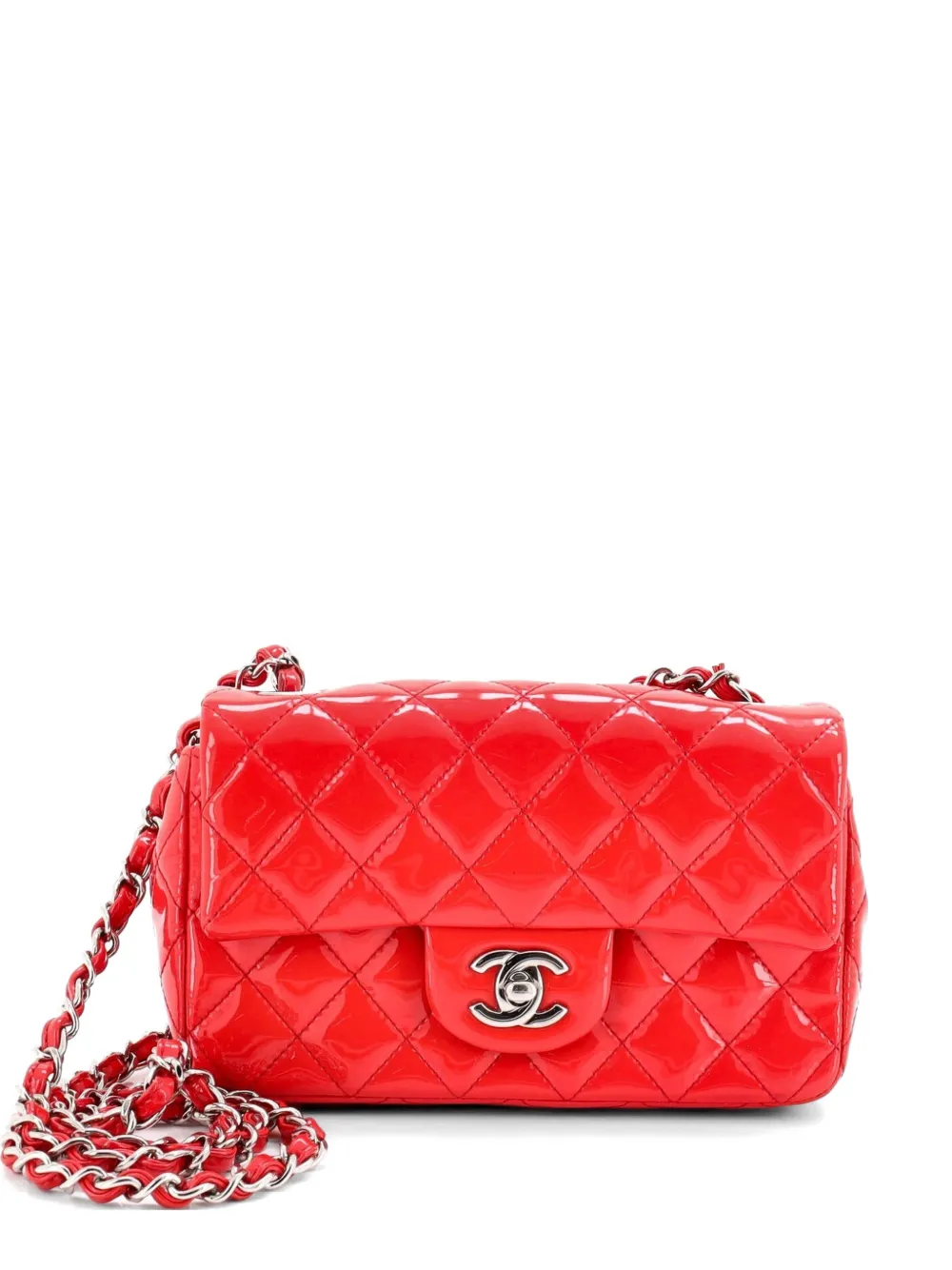 CHANEL Pre-Owned Classic Single Flap Bag Quilted Patent Mini crossbody bag - Rosso