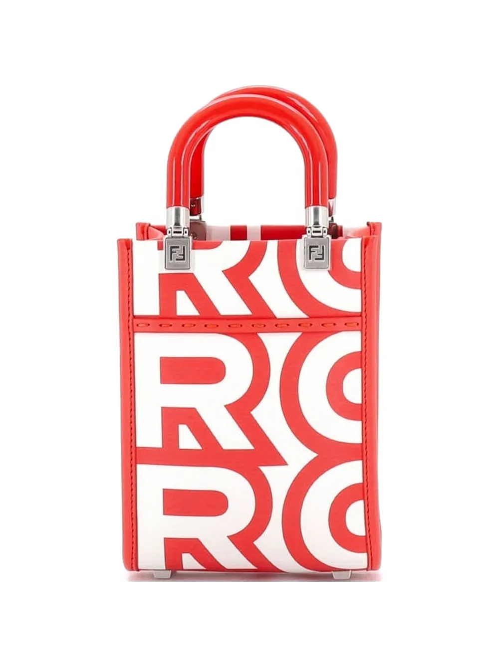 Fendi Pre-Owned x Marc Jacobs Sunshine Shopper Printed Leather Mini tote bag - Rosso